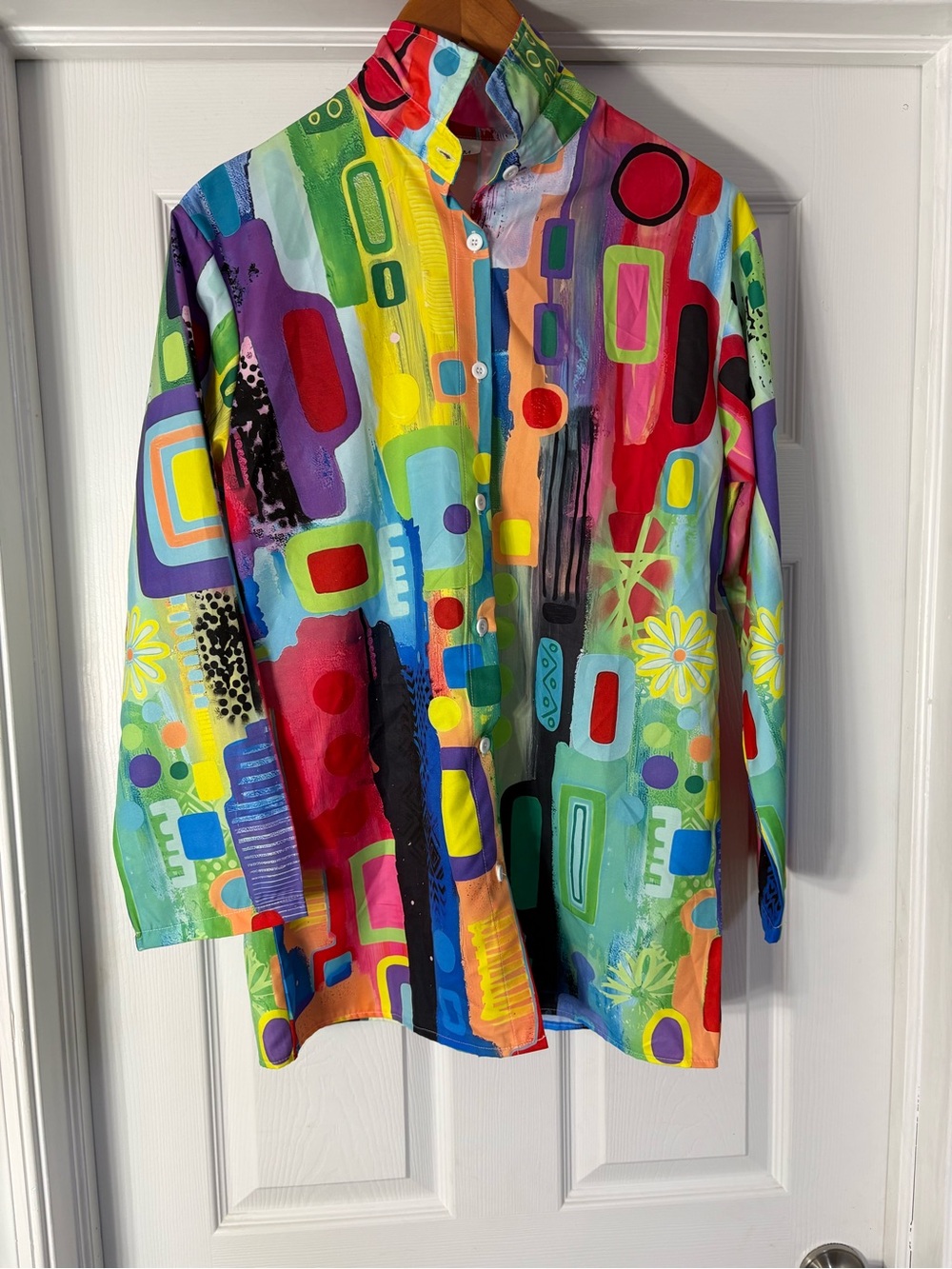 Men's Multicolor Abstract Print Button-Down Shirt